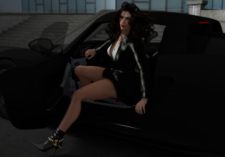 Картинка observer 3д+графика люди+ people девушка взгляд автомобиль