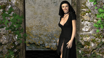 Картинка 3д+графика люди+ people монашка