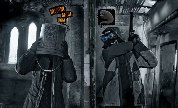 Картинка фэнтези люди окна руины арт романтика апокалипсиса комната ведро прикол мысли оружие