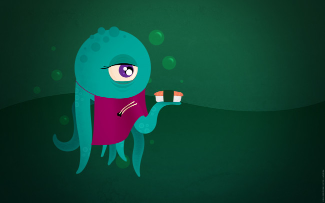 Обои картинки фото рисованные, минимализм, восьминог