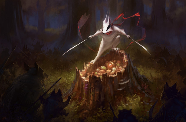 Обои картинки фото lane brown, фэнтези, существа, оборона, зверьки, лес, дупло, желуди