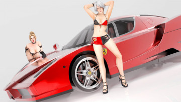 Картинка автомобили 3d+car&girl девушки взгляд фон автомобиль