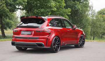 Картинка автомобили porsche 2015г cayenne turbo 958 красный mansory
