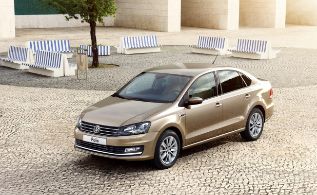 Обои картинки фото автомобили, volkswagen, 2015г, typ, 6r, sedan, polo
