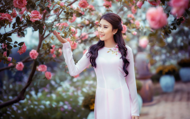 Обои картинки фото девушки, -unsort , азиатки, азиатка, девушка, стиль, сад