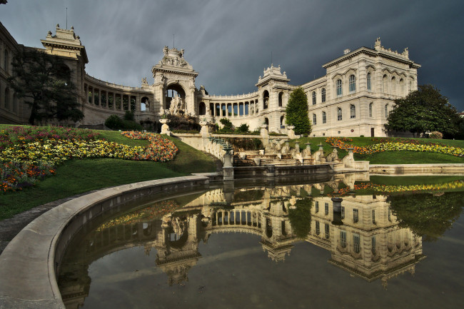 Обои картинки фото longchamp palace, города, - дворцы,  замки,  крепости, дворец, водоем, парк