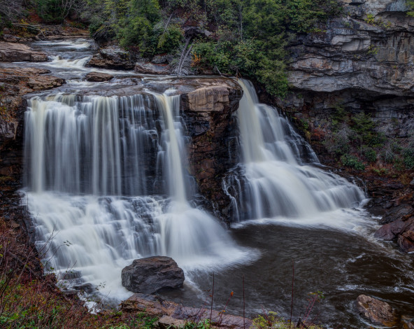 Обои картинки фото природа, водопады, лес, водопад, река