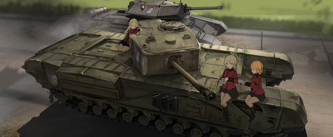 Обои картинки фото аниме, girls und panzer, танк, девочки