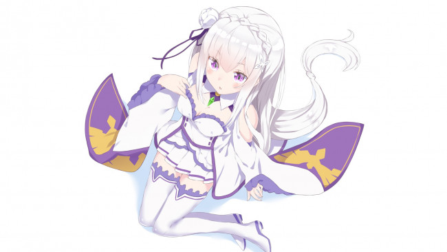 Обои картинки фото аниме, re,  zero kara hajimeru isekai seikatsu, девушка, взгляд, фон