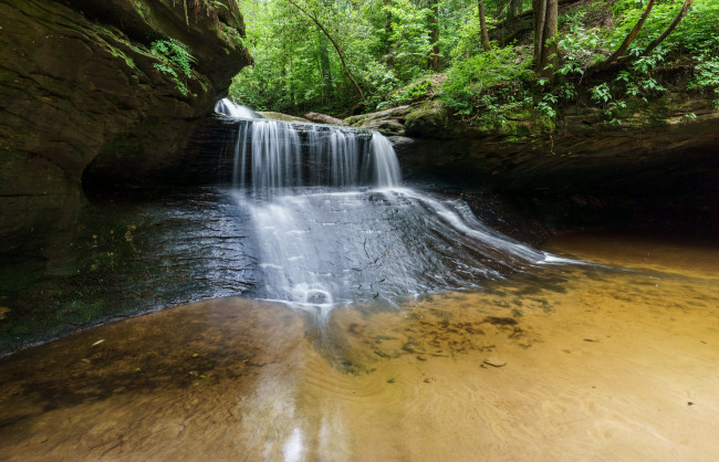 Обои картинки фото природа, водопады, водопад, река, лес