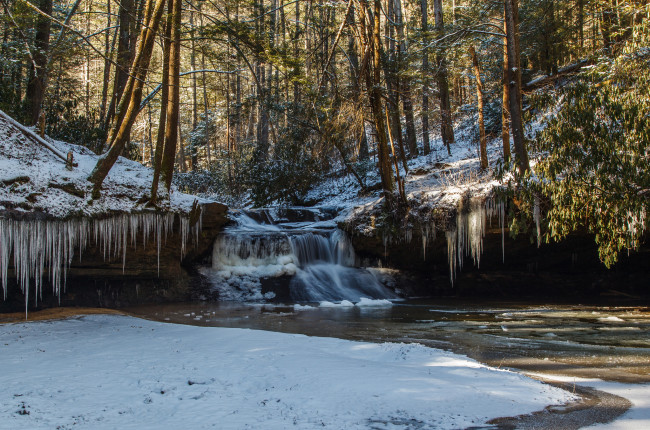 Обои картинки фото природа, водопады, река, водопад, лес