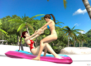 Картинка 3д+графика люди+ people взгляд девушки фон пляж