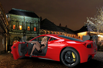 Картинка 3д+графика люди-авто мото+ people-+car+ +moto девушка взгляд фон