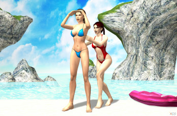 Картинка 3д+графика люди+ people фон взгляд девушки пляж