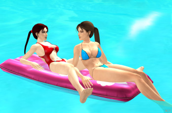 обоя 3д графика, люди , people, пляж, фон, взгляд, девушки