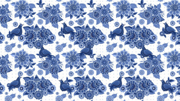 Картинка векторная+графика цветы+ flowers птицы цветы