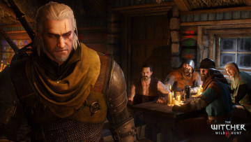 Картинка видео+игры the+witcher+3 +wild+hunt ведьмак 3 дикая охота witcher шрам геральт из ривии белый волк the wild hunt geralt таверна