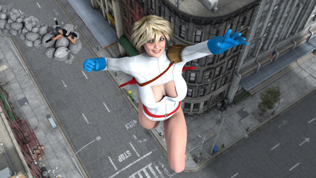 Обои картинки фото 3д графика, фантазия , fantasy, девушка, взгляд, фон, супермен