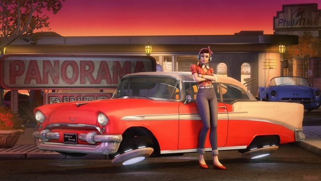 Обои картинки фото видео игры, overwatch, взгляд, фон, девушка