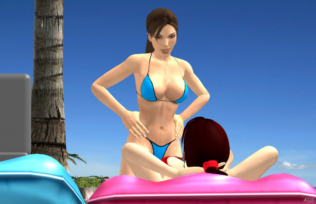 Обои картинки фото 3д графика, люди , people, взгляд, девушки, пляж, фон