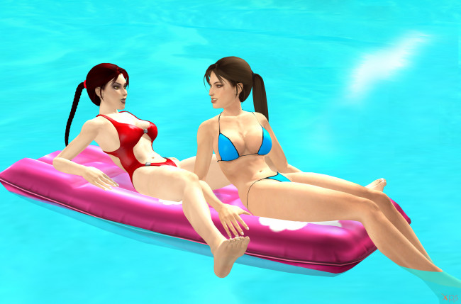 Обои картинки фото 3д графика, люди , people, пляж, фон, взгляд, девушки