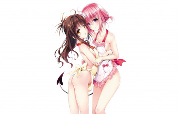 Картинка аниме to+love+ru девушки взгляд фон