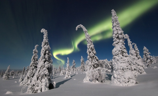 Обои картинки фото природа, северное сияние, простор