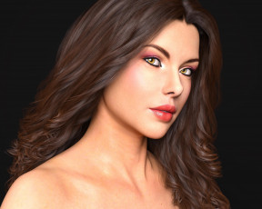 Картинка 3д+графика портрет+ portraits девушка взгляд фон