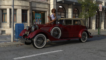 Картинка 3д+графика люди-авто мото+ people-+car+ +moto девушка взгляд фон