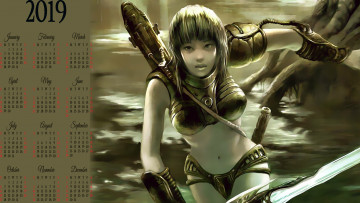 Картинка календари фэнтези calendar бег оружие девушка