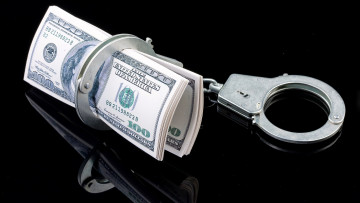 Картинка разное золото +купюры +монеты доллары наручники