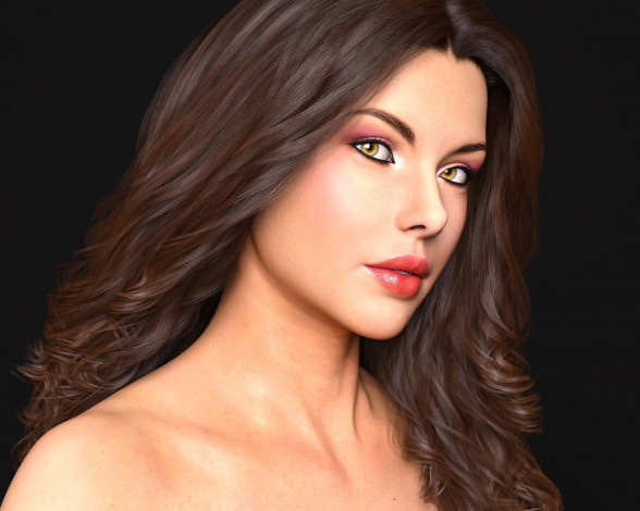 Обои картинки фото 3д графика, портрет , portraits, девушка, взгляд, фон