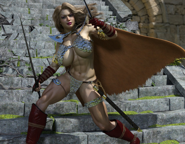 Обои картинки фото 3д графика, фантазия , fantasy, девушка, взгляд, фон