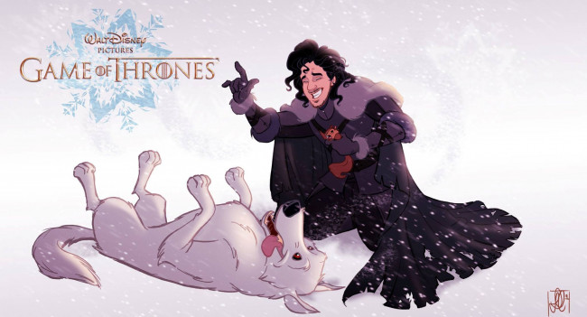 Обои картинки фото рисованное, кино, призрак, снег, белка, джог, сноу, лютоволк