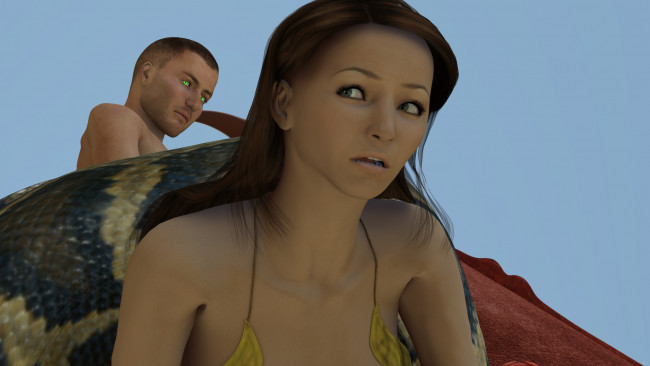 Обои картинки фото 3д графика, фантазия , fantasy, взгляд, фон, девушка