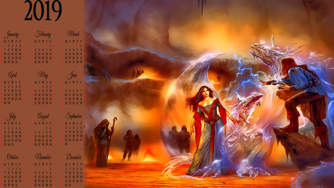 Обои картинки фото календари, фэнтези, calendar, люди, существо, женщина, человек, мужчина