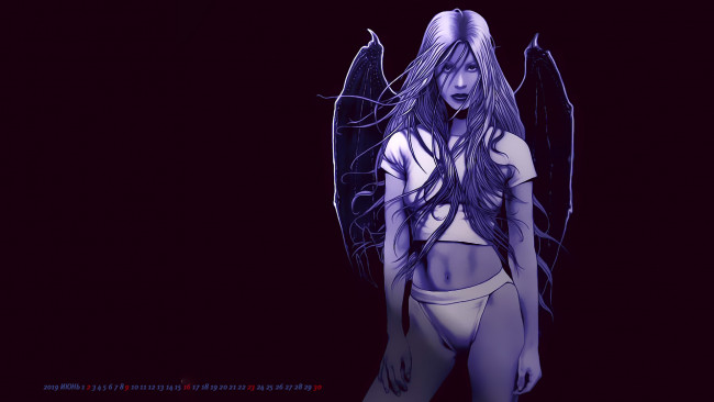 Обои картинки фото календари, фэнтези, девушка, взгляд, calendar, крылья