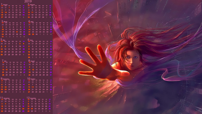 Обои картинки фото календари, фэнтези, жест, девушка, calendar
