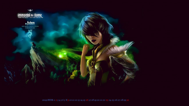 Обои картинки фото календари, фэнтези, животное, девушка, гора, calendar