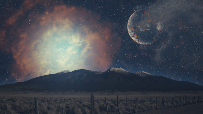 Обои картинки фото разное, компьютерный дизайн, планета, горы