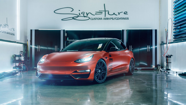 Обои картинки фото tesla model 3, автомобили, tesla, тюнинг, гараж, author, william, stern, model, 3