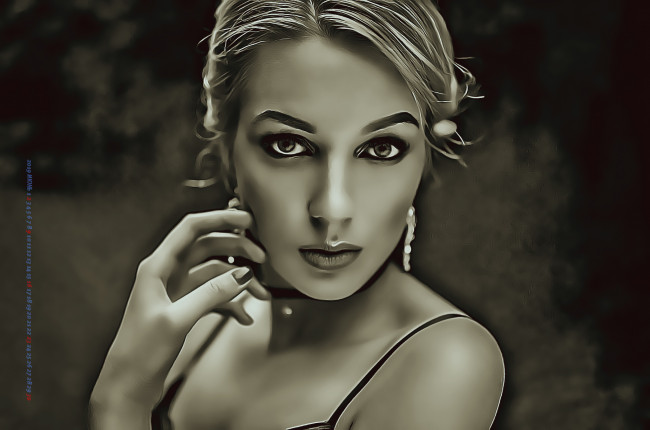 Обои картинки фото календари, компьютерный дизайн, calendar, серьги, лицо, украшение, взгляд, девушка