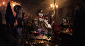 Картинка фэнтези эльфы девушки фон взгляд кабак