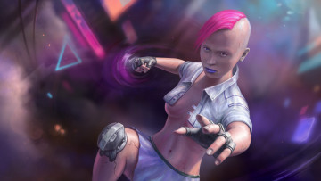 Картинка фэнтези роботы +киборги +механизмы девушка фон взгляд