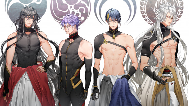 Обои картинки фото аниме, touken ranbu, танец, мечей