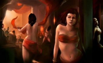 обоя видео игры, age of conan,  hyborian adventures, девушки, танцовщицы, люди