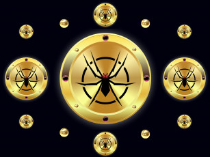 обоя 3д графика, абстракция , abstract, spider, gold, design, pattern