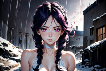 Картинка аниме город +улицы +интерьер +здания нейросети графика нейроарт ai art нейронные сети рисунки нейро искусство девушка