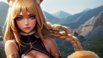 Картинка аниме животные +существа нейросети графика нейроарт ai art нейронные сети рисунки нейро искусство девушка