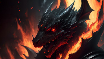 Картинка фэнтези драконы нейросети графика нейроарт ai art нейронные сети рисунки нейро искусство огненный дракон